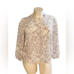 Snakeskin Print Long Sleeve Blouse EUC